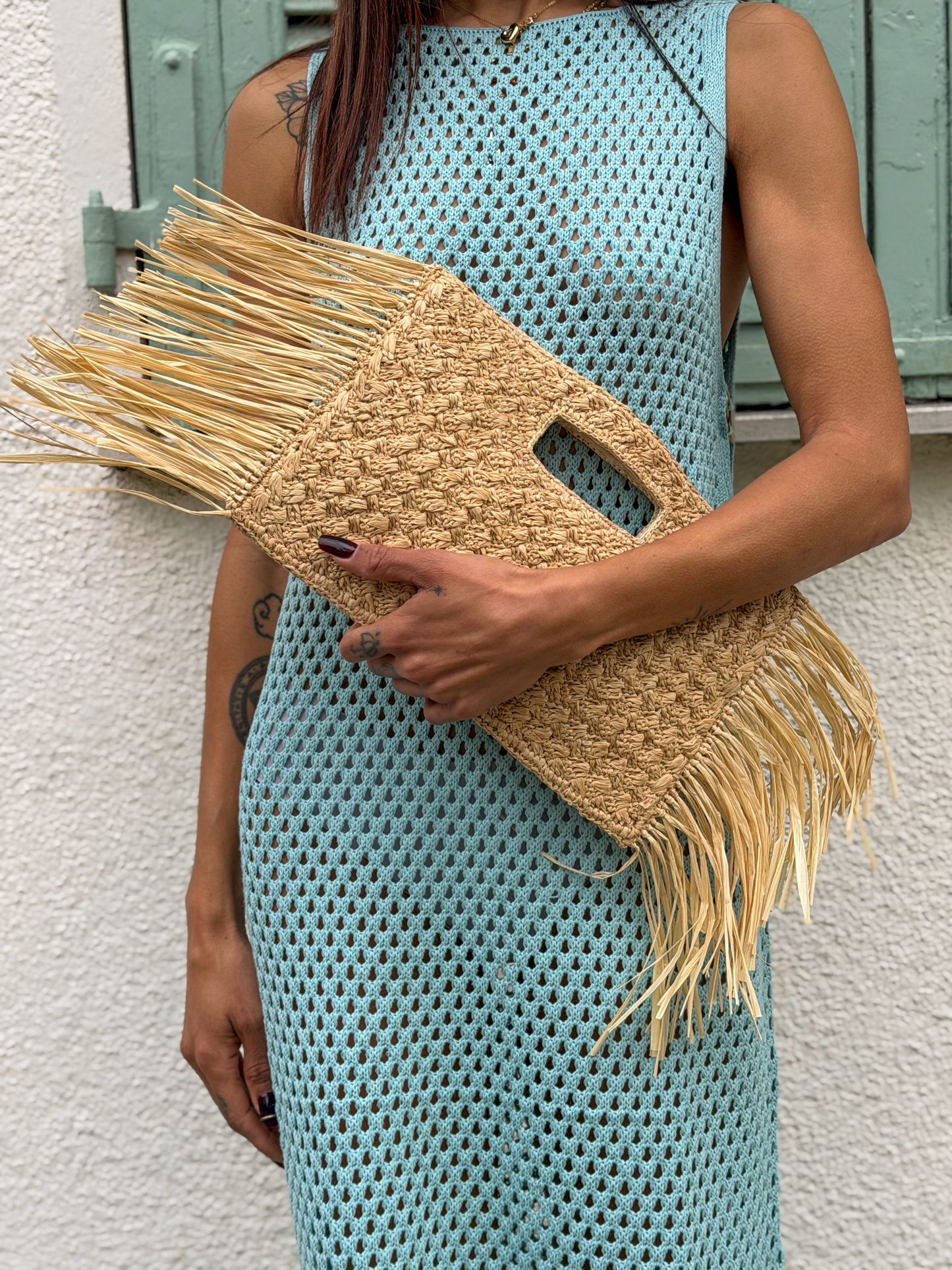POCHETTE EN RAPHIA SAMA