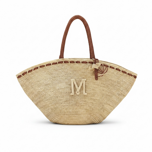 SAC EN RAPHIA TIARÉ AVEC CHARMS
